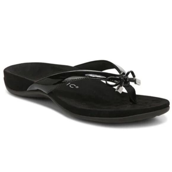 VIONIC Bella Toe Post Flip Flop Sandals with Bow Black Lizard Reptile Women's 7‎ - Picture 15 of 15